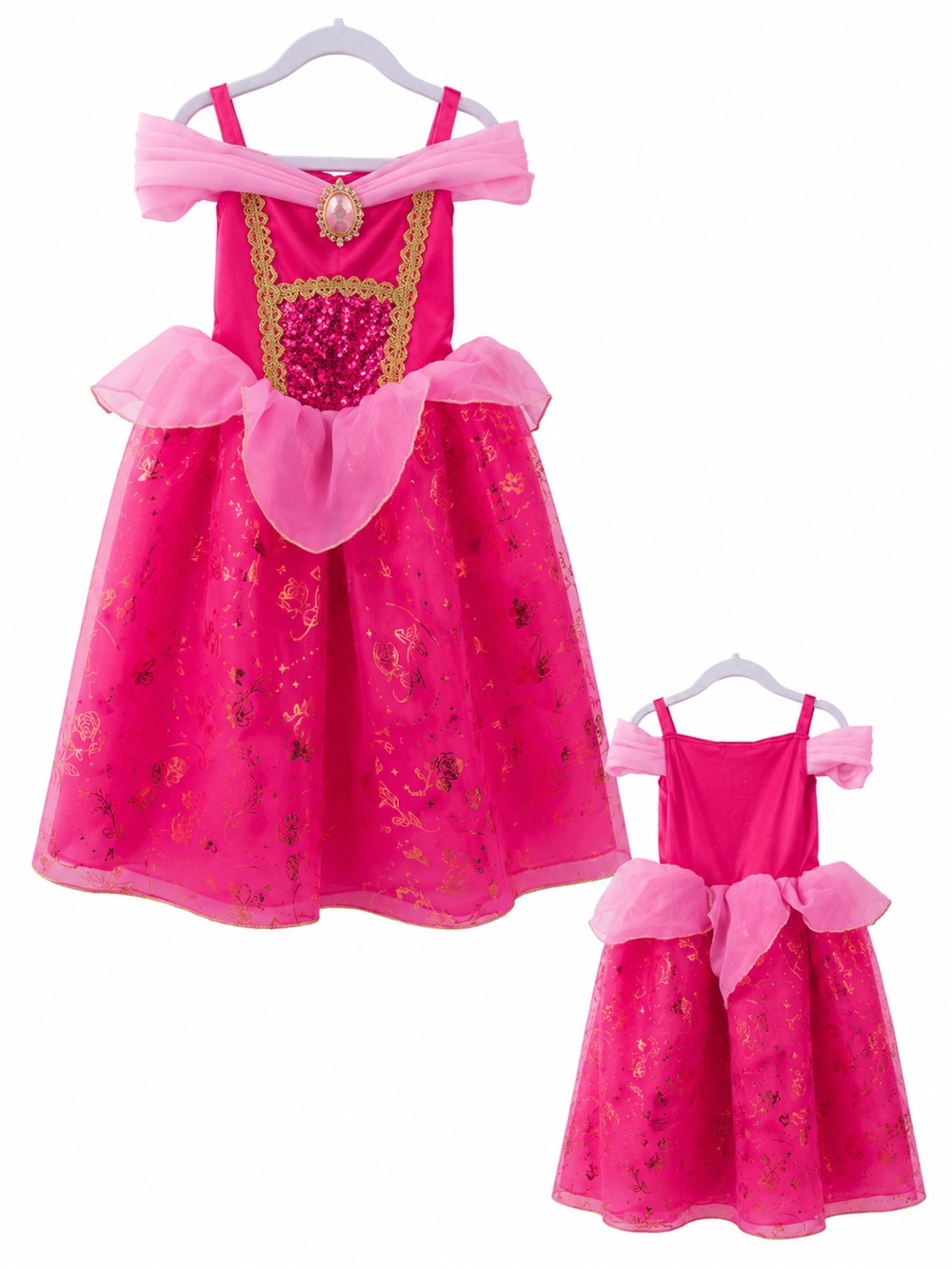 👑💖 Disney Princess Aurora Sleeping Beauty Costume Girls Size 4 Pink Sparkle HTF
